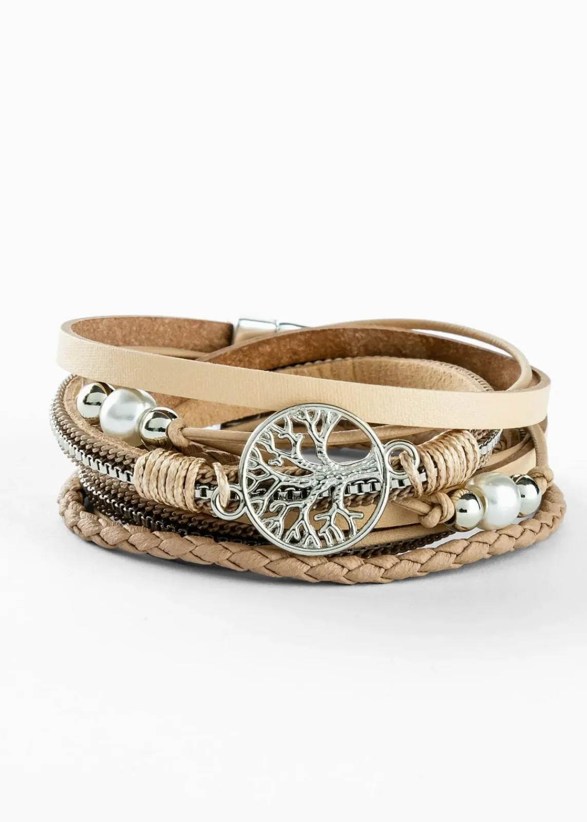 bonprix Schmuck|Schuhe & Accessoires In Spezialgrößen·Schmuck^Wickelarmband mit Lebensbaumanhänger beige