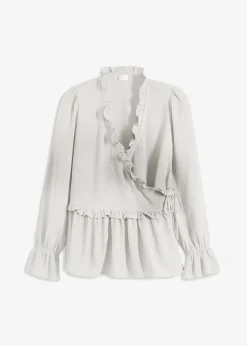 bonprix Bekleidung·Jacken & Mäntel|Blusen & Tuniken^Wickelbluse wollweiß