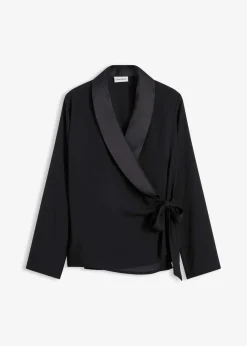 bonprix Bekleidung·Jacken & Mäntel|Blusen & Tuniken^Wickelbluse schwarz