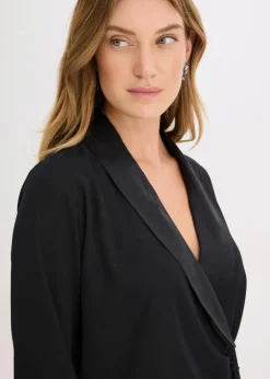 bonprix Bekleidung·Jacken & Mäntel|Blusen & Tuniken^Wickelbluse schwarz