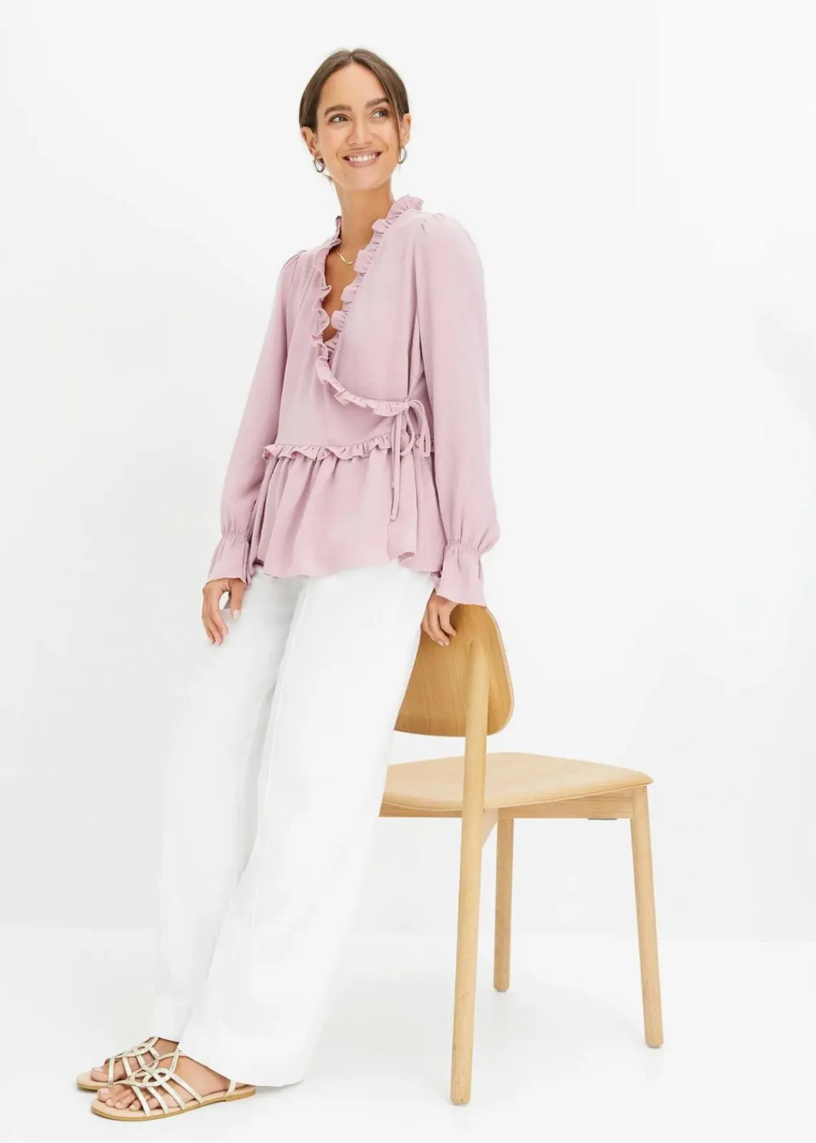 bonprix Blusen & Tuniken|Bekleidung·Jacken & Mäntel^Wickelbluse rosa