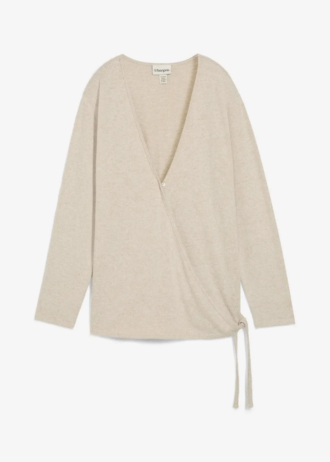 bonprix Pullover & Strickjacken|Zweiteiler & Sets^Wickelcardigan in Strickoptik hellsand meliert