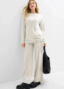 bonprix Pullover & Strickjacken|Zweiteiler & Sets^Wickelcardigan in Strickoptik hellsand meliert