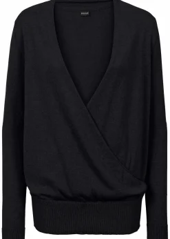 bonprix Pullover & Strickjacken|Strickmode^Wickel-Pullover schwarz