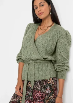 bonprix Bekleidung·Umstandsmode|Pullover & Strickjacken^Wickelpullover hellgrün