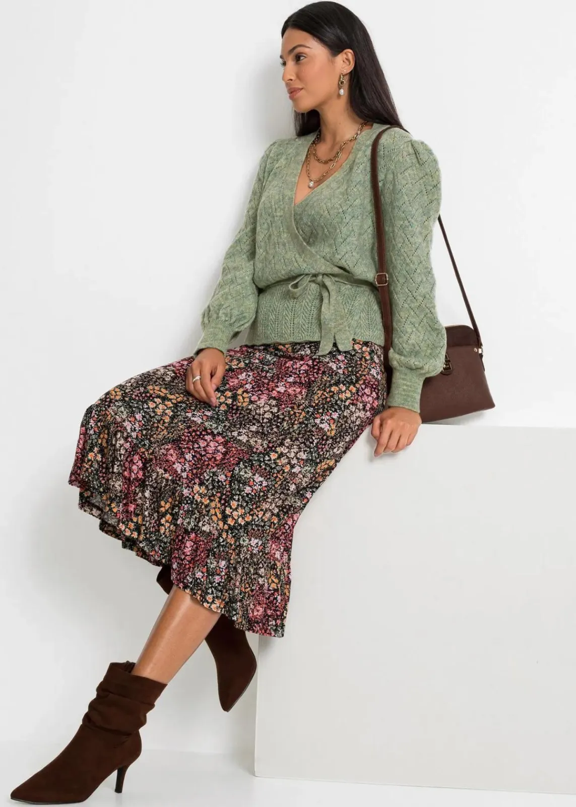 bonprix Bekleidung·Umstandsmode|Pullover & Strickjacken^Wickelpullover hellgrün