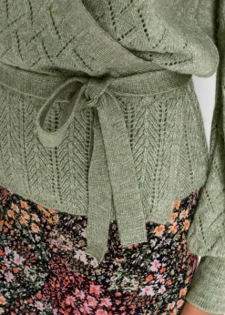 bonprix Bekleidung·Umstandsmode|Pullover & Strickjacken^Wickelpullover hellgrün