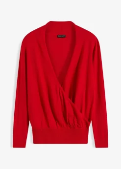 bonprix Bekleidung·Umstandsmode|Bekleidung·Jeans^Wickel-Pullover salsarot