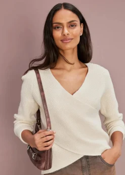 bonprix Bekleidung·Umstandsmode|Bekleidung·Jeans^Wickelpullover naturbeige