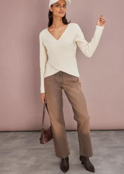 bonprix Bekleidung·Umstandsmode|Bekleidung·Jeans^Wickelpullover naturbeige