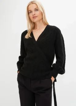 bonprix Bekleidung·Umstandsmode|Pullover & Strickjacken^Wickelpullover schwarz