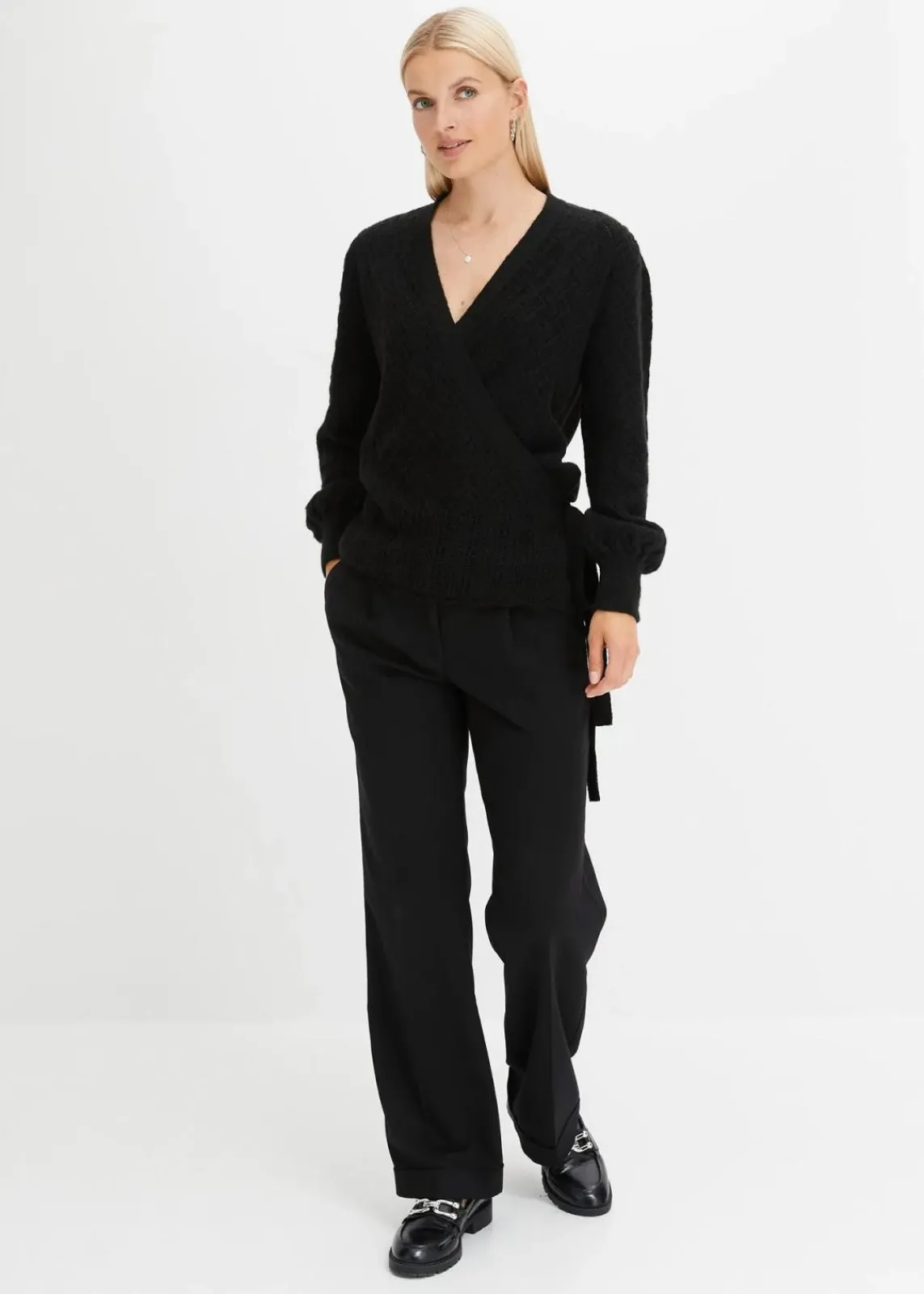 bonprix Bekleidung·Umstandsmode|Pullover & Strickjacken^Wickelpullover schwarz