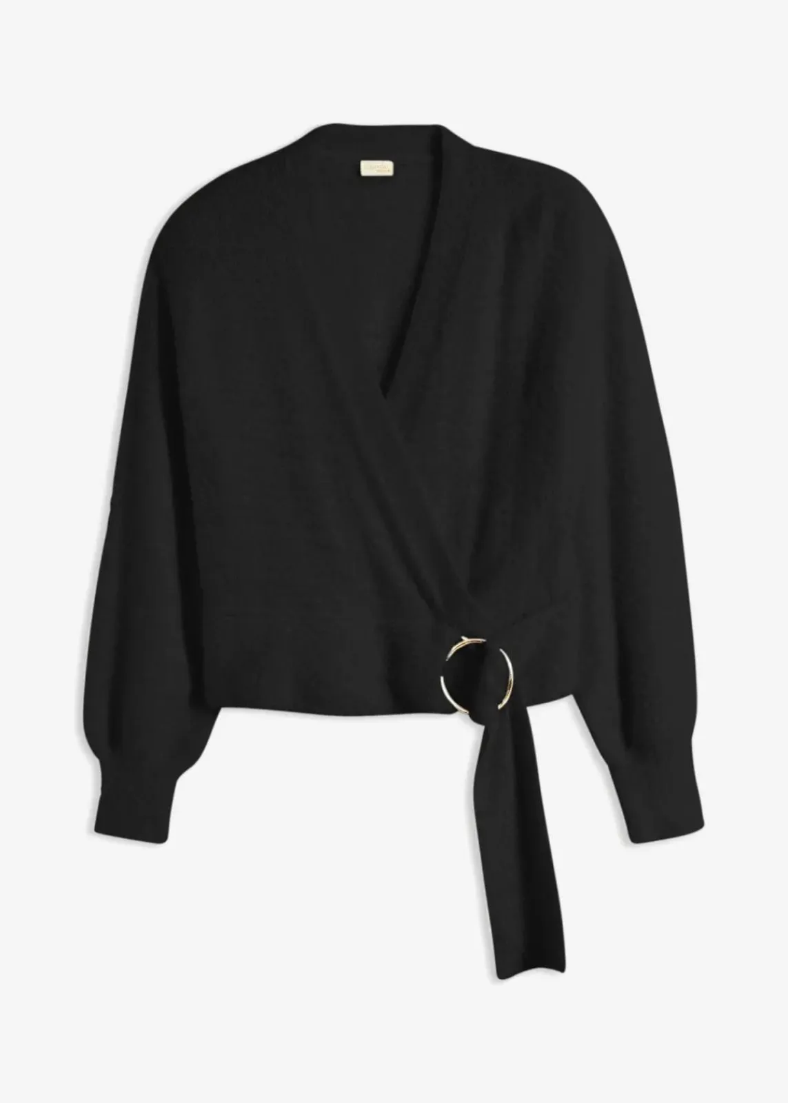 bonprix Bekleidung·Umstandsmode|Strickmode^Wickelpullover mit Accessoire schwarz