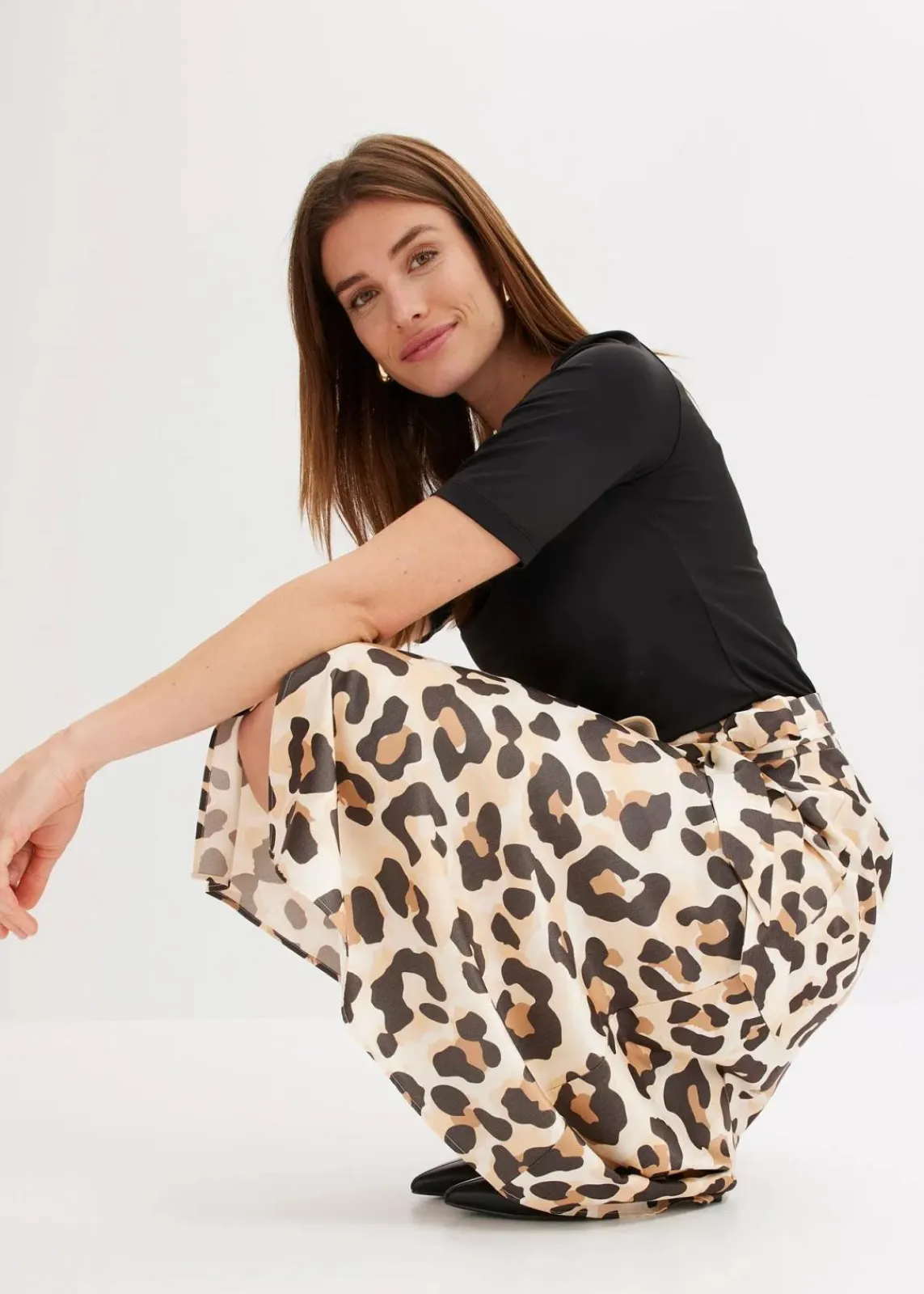 bonprix Bekleidung·Sportbekleidung|Röcke^Wickelrock aus feinem Viskose-Mix beige leo bedruckt