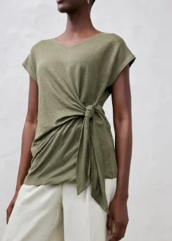 bonprix Premium|Shirts & Tops^Wickelshirt aus reinem Leinen dunkeloliv
