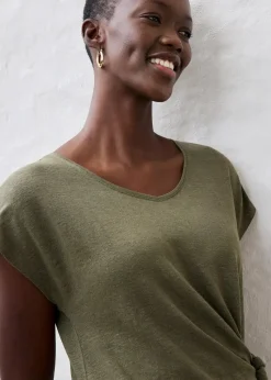 bonprix Premium|Shirts & Tops^Wickelshirt aus reinem Leinen dunkeloliv