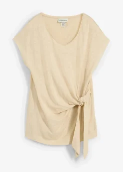 bonprix Shirts & Tops|Premium^Wickelshirt aus reinem Leinen hellsand