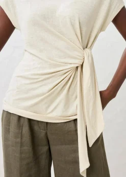bonprix Shirts & Tops|Premium^Wickelshirt aus reinem Leinen hellsand