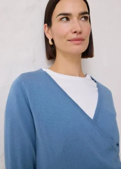 bonprix Pullover & Strickjacken|Bekleidung·Jeans^Wickelstrickjacke mit Merinowolle wellenblau