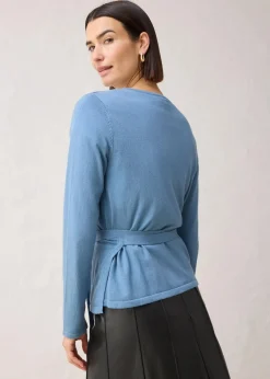 bonprix Pullover & Strickjacken|Bekleidung·Jeans^Wickelstrickjacke mit Merinowolle wellenblau
