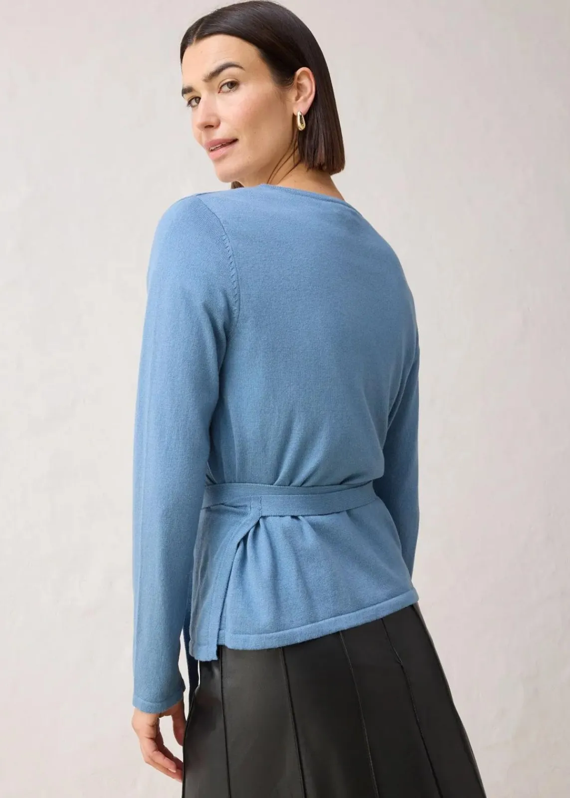 bonprix Pullover & Strickjacken|Bekleidung·Jeans^Wickelstrickjacke mit Merinowolle wellenblau