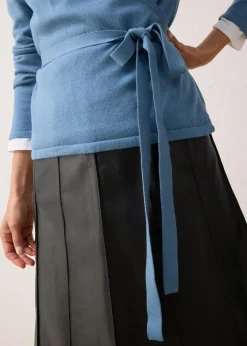 bonprix Pullover & Strickjacken|Bekleidung·Jeans^Wickelstrickjacke mit Merinowolle wellenblau