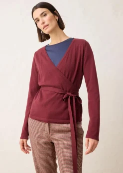 bonprix Bekleidung·Jeans|Pullover & Strickjacken^Wickelstrickjacke mit Merinowolle dunkelbeere