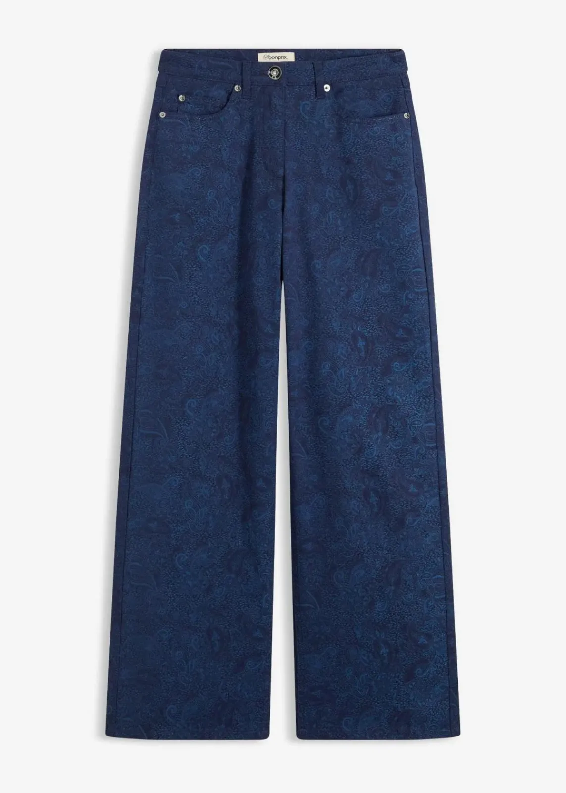 bonprix Hosen|Bekleidung·Kleider^Wide Leg Hose aus Baumwollstretch dunkelblau/hellindigo paisley