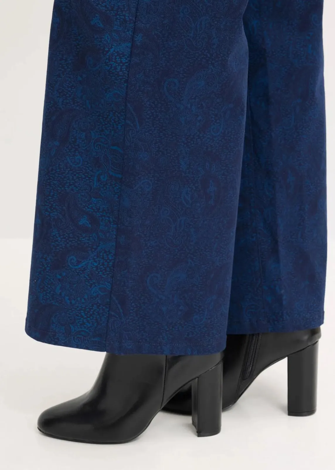bonprix Hosen|Bekleidung·Kleider^Wide Leg Hose aus Baumwollstretch dunkelblau/hellindigo paisley
