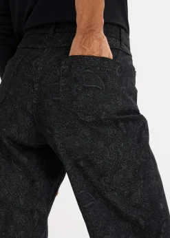 bonprix Bekleidung·Kleider|Hosen^Wide Leg Hose aus Baumwollstretch schwarz/rauchgrau paisley