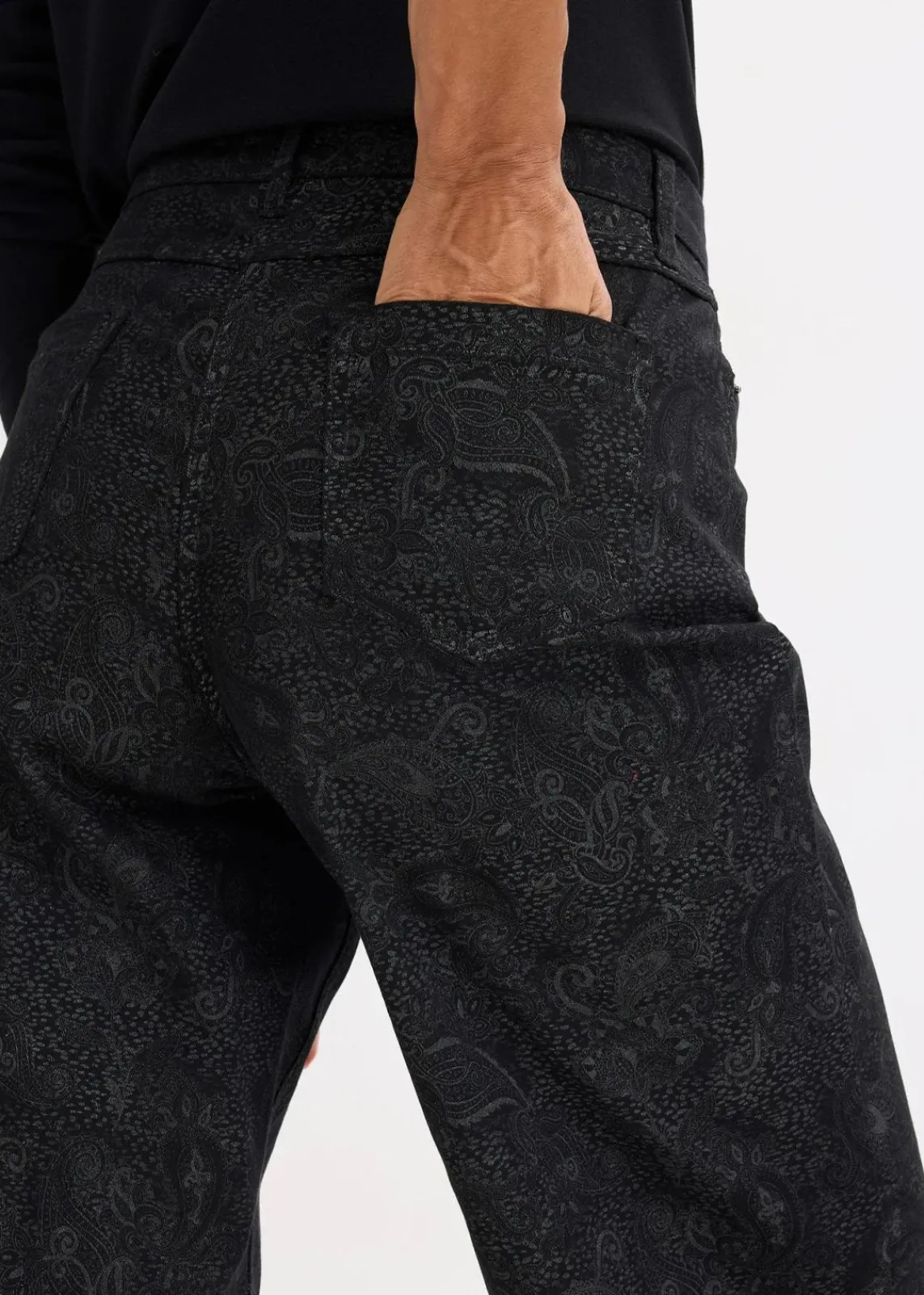 bonprix Bekleidung·Kleider|Hosen^Wide Leg Hose aus Baumwollstretch schwarz/rauchgrau paisley