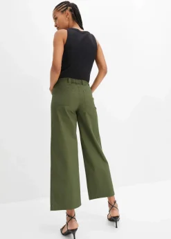bonprix Bekleidung·Kleider|Hosen^Wide Leg Hose, High Waist, Bequembund oliv