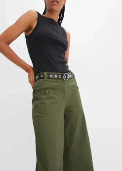bonprix Bekleidung·Kleider|Hosen^Wide Leg Hose, High Waist, Bequembund oliv