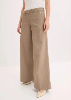 bonprix Hosen^Wide Leg Hose mit Stretch helloliv