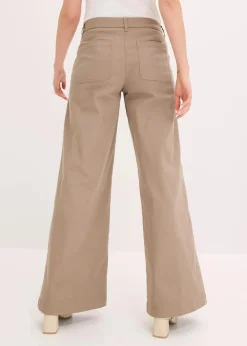 bonprix Hosen^Wide Leg Hose mit Stretch helloliv