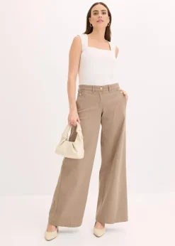 bonprix Hosen^Wide Leg Hose mit Stretch helloliv