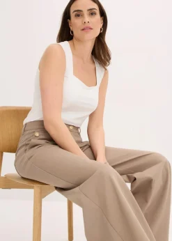 bonprix Hosen^Wide Leg Hose mit Stretch helloliv