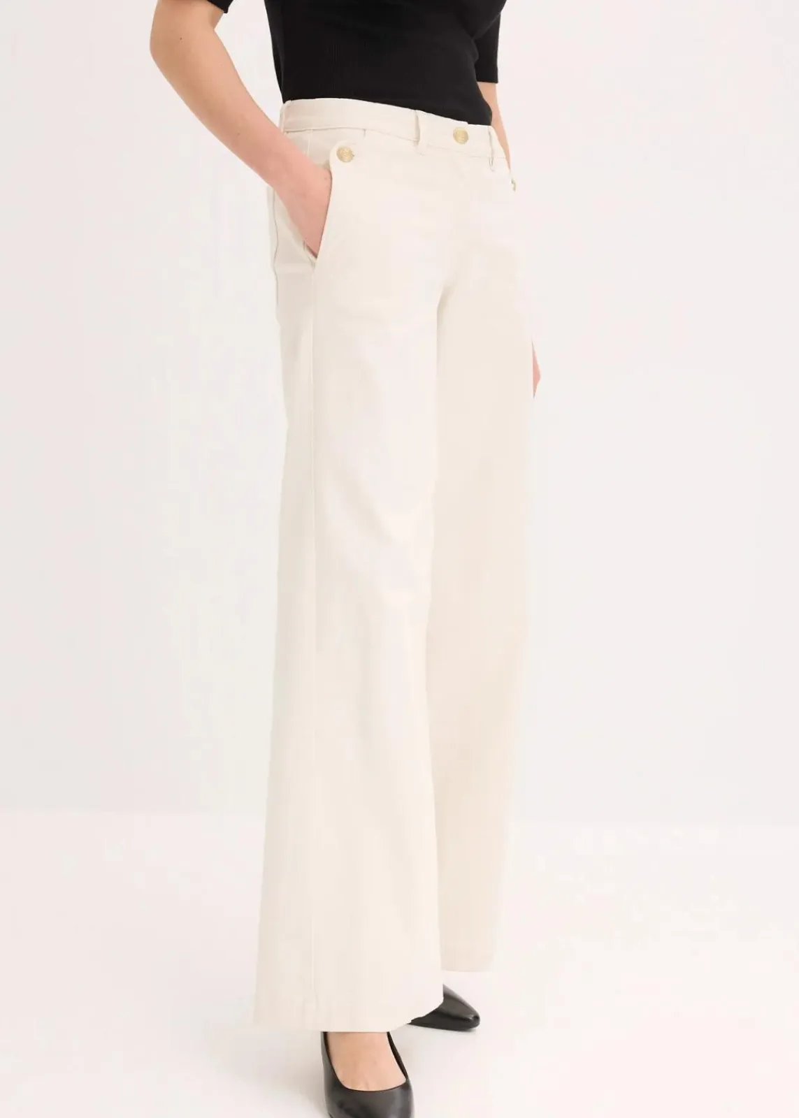 bonprix Hosen^Wide Leg Hose mit Stretch naturbeige