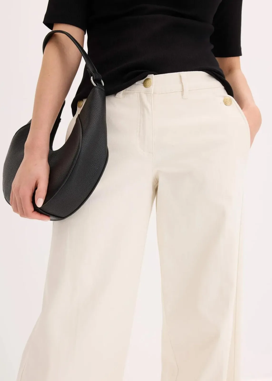 bonprix Hosen^Wide Leg Hose mit Stretch naturbeige