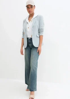 bonprix Bekleidung·Shirts & Tops|Jeans^Wide Leg Jeans High Waist, Low Stretch blau denim used