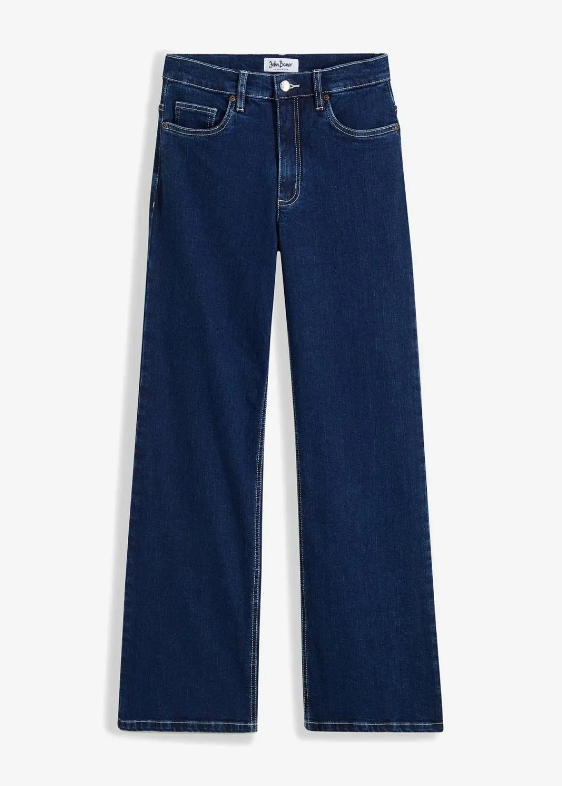bonprix Kurzgrößen|Bekleidung·Shirts & Tops^Wide Leg Jeans High Waist, Bio-Baumwolle nachtblau denim