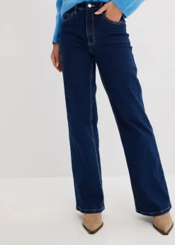bonprix Kurzgrößen|Bekleidung·Shirts & Tops^Wide Leg Jeans High Waist, Bio-Baumwolle nachtblau denim