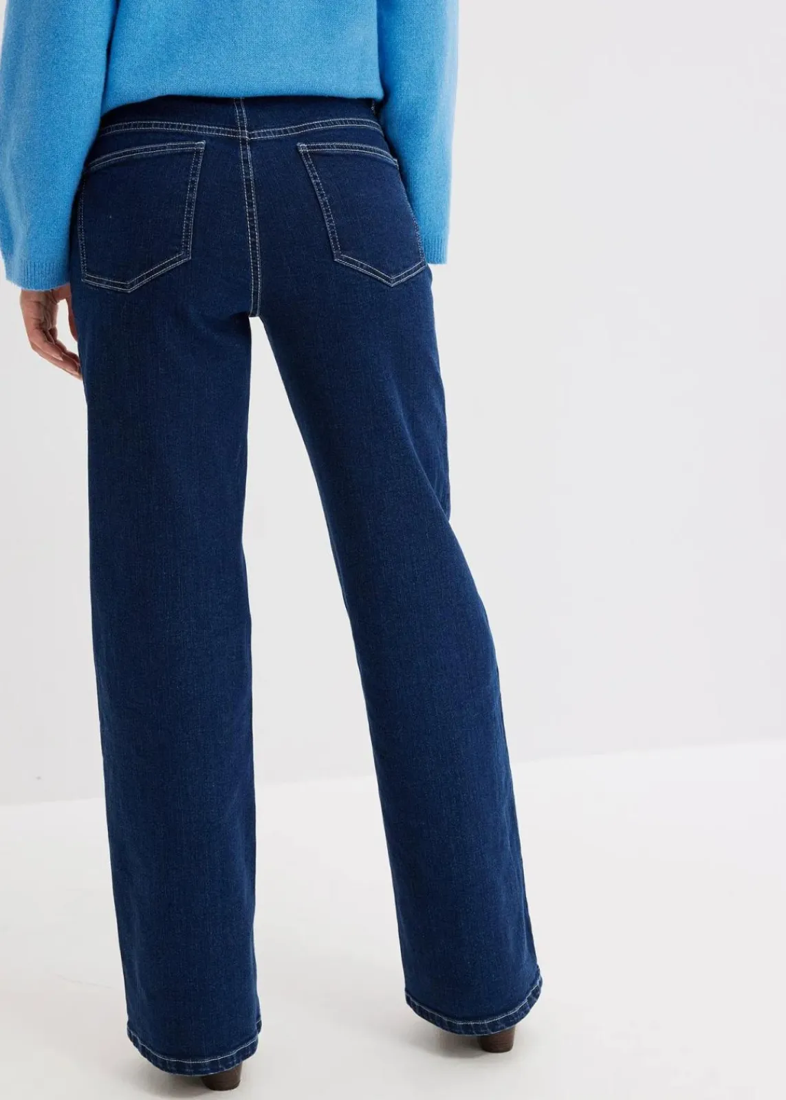bonprix Kurzgrößen|Bekleidung·Shirts & Tops^Wide Leg Jeans High Waist, Bio-Baumwolle nachtblau denim