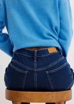 bonprix Kurzgrößen|Bekleidung·Shirts & Tops^Wide Leg Jeans High Waist, Bio-Baumwolle nachtblau denim