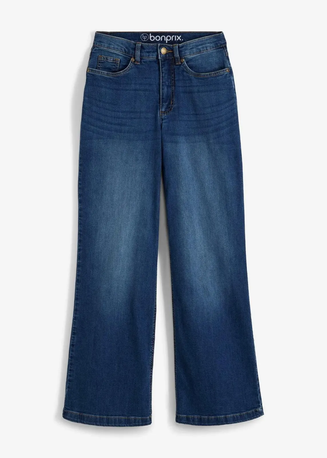 bonprix Bekleidung·Shirts & Tops|Jeans^Wide Leg Jeans High Waist, Bio-Baumwolle blau denim used
