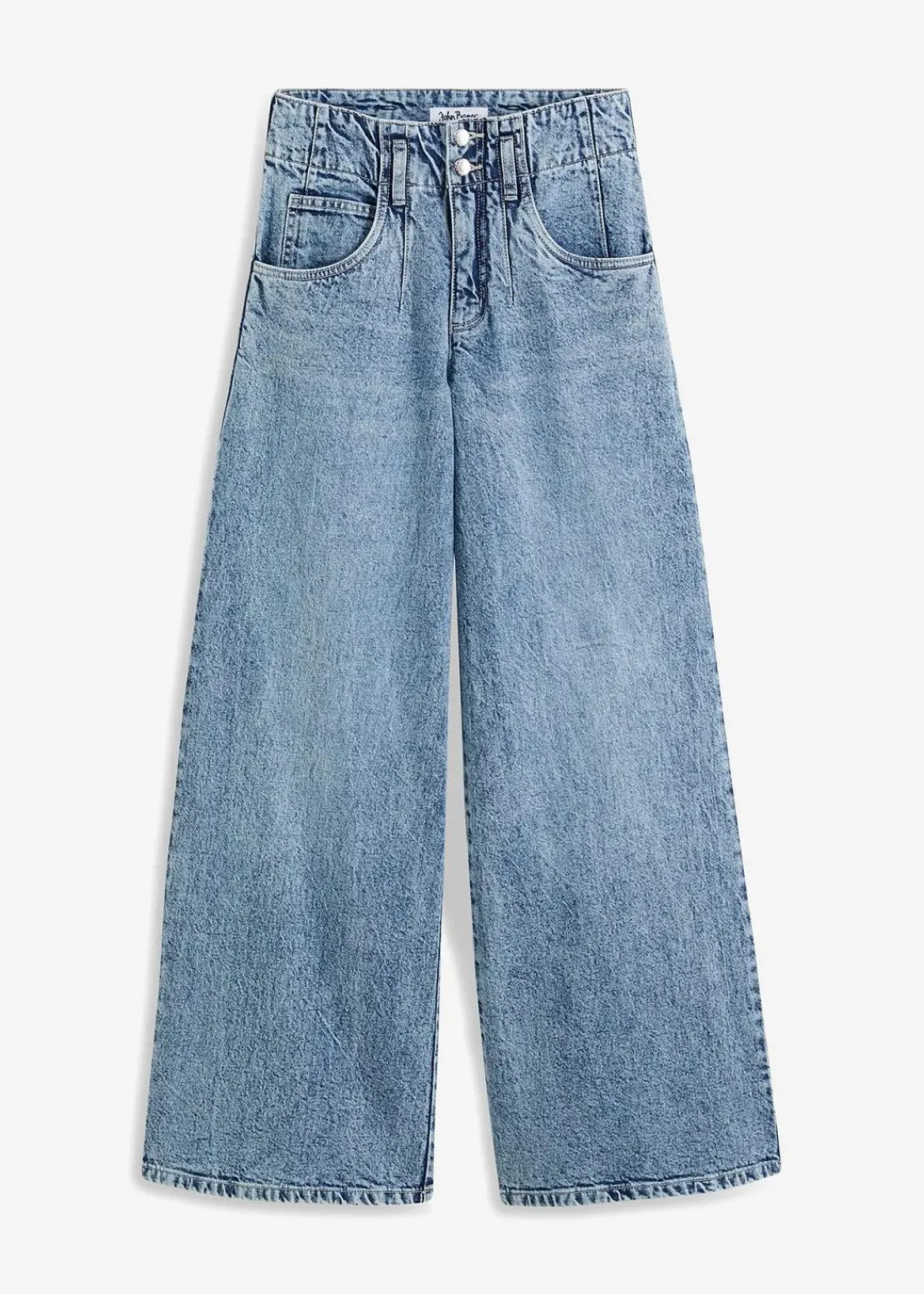 bonprix Jeans|Kurzgrößen^Wide Leg Jeans High Waist eisblau denim used