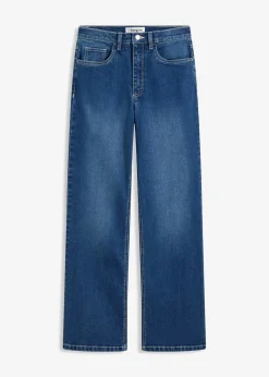 bonprix Bekleidung·Shirts & Tops|Nachhaltigere Materialien^Wide Leg Jeans High Waist mittelblau denim used