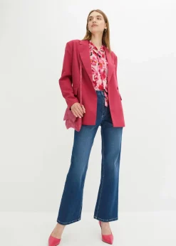 bonprix Bekleidung·Shirts & Tops|Nachhaltigere Materialien^Wide Leg Jeans High Waist mittelblau denim used