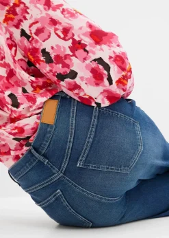 bonprix Bekleidung·Shirts & Tops|Nachhaltigere Materialien^Wide Leg Jeans High Waist mittelblau denim used