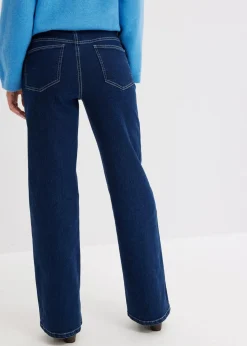 bonprix Jeans|Kurzgrößen^Wide Leg Jeans High Waist, Bio-Baumwolle nachtblau denim